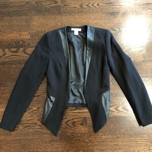 H&M Cropped Black Blazer with Faux Leather Details